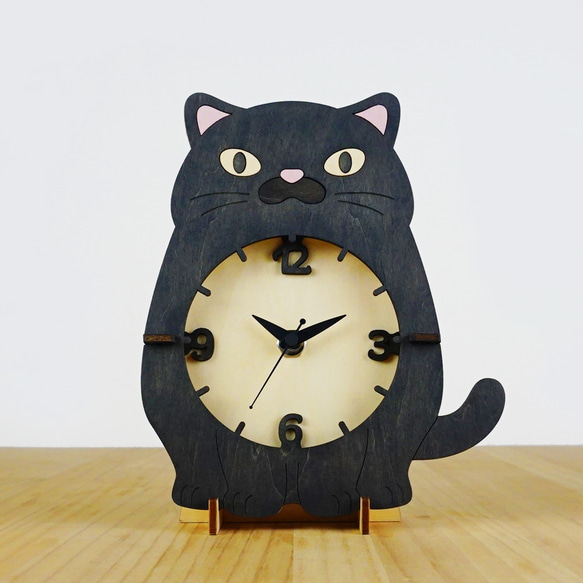 “黑貓”木製掛鐘 第1張的照片