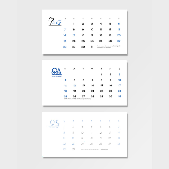 4月始まり| 2024年卓上カレンダー【12FONTS】 6枚目の画像