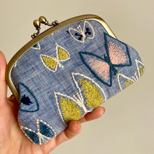 親子がま口＊ハンドメイド＊ミナペルホネン＊sky flower ミナペルホネン ハンドメイド がま口 親子長財布 ballade skyful