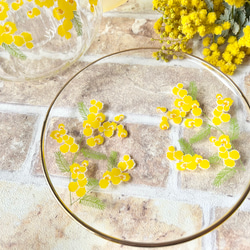 【名入れギフト】ミモザの耐熱ガラスティーポット&ティーカップ・ソーサーのSET 6枚目の画像