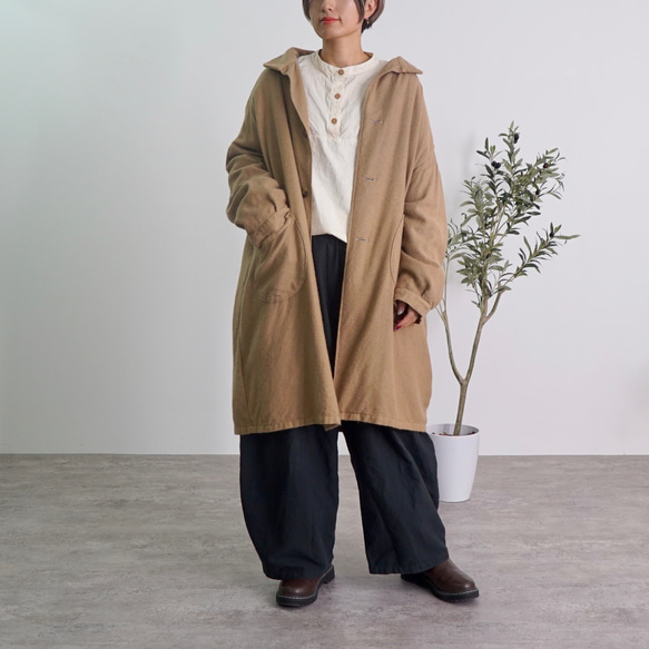 Momonga 羊毛外套/米色/Enshu 紡織 第1張的照片