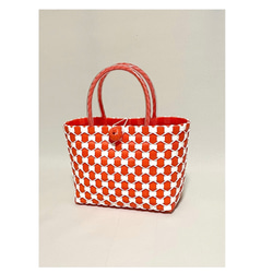 プラカゴ PPバンド バッグ 黄 茶 花模様 秋 エコバッグ・サブバッグ