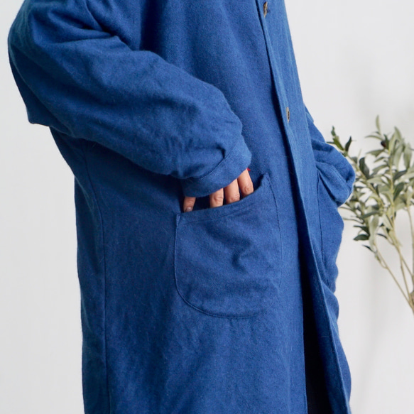 Momonga 羊毛大衣/藍色/遠州紡織 第10張的照片