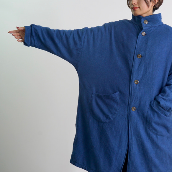 Momonga 羊毛大衣/藍色/遠州紡織 第6張的照片
