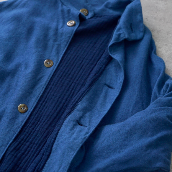 Momonga 羊毛大衣/藍色/遠州紡織 第11張的照片