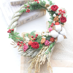 早割クリスマス＊お洒落なポインセチアのクリスマスリース＊直径27