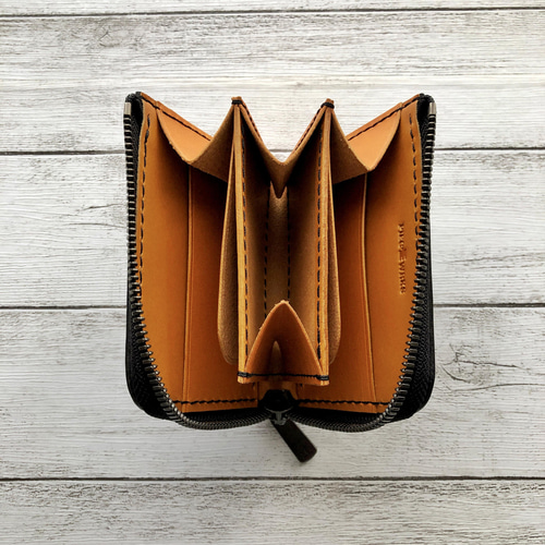 Piecewrks　 L字ファスナーミニウォレット 受注製作お札を折らない栃木サドルL字ファスナーミニウォレット