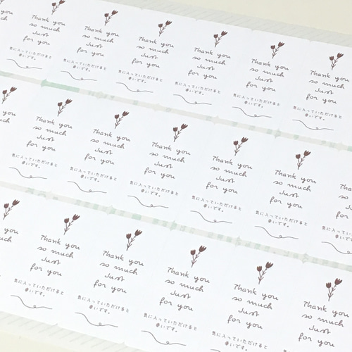 サンキューシール（手書き花）108枚 ラッピング 梱包 ギフト シール