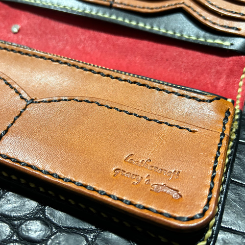 m*m様 栃木レザー×クロコダイル ロングウォレット 長財布 ライダース 本革 楽天市場】財布 メンズ バイカーズウォレット 長財布