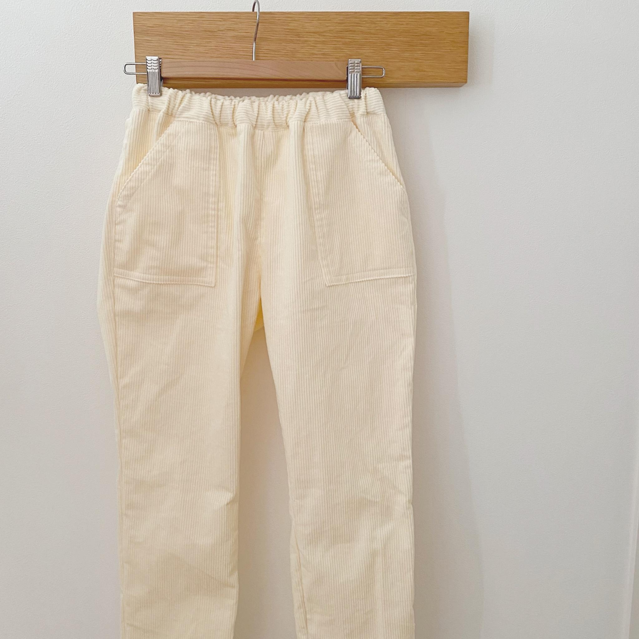 コーデュロイのテーパードパンツ＊アイボリー［受注製作］