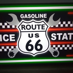 アメリカン ルート66 ガレージ サービスステーション カーショップ 看板 置物 雑貨 LED2wayライトBOX 2枚目の画像