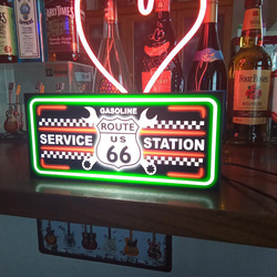 アメリカン ルート66 ガレージ サービスステーション カーショップ 看板 置物 雑貨 LED2wayライトBOX 6枚目の画像