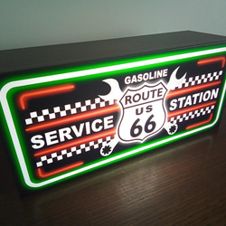 アメリカン ルート66 ガレージ サービスステーション カーショップ 看板 置物 雑貨 LED2wayライトBOX 3枚目の画像