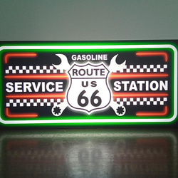 アメリカン ルート66 ガレージ サービスステーション カーショップ 看板 置物 雑貨 LED2wayライトBOX 1枚目の画像