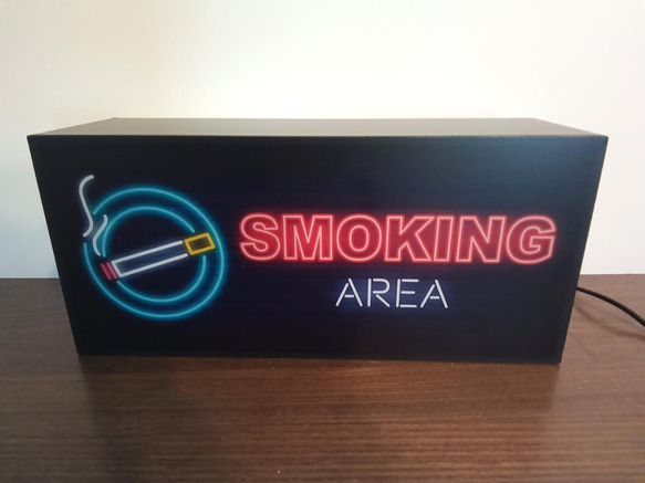 たばこ タバコ 煙草 OK! 喫煙 喫煙エリア 喫煙所 サイン 看板 置物 雑貨 LED2wayライトBOX 3枚目の画像