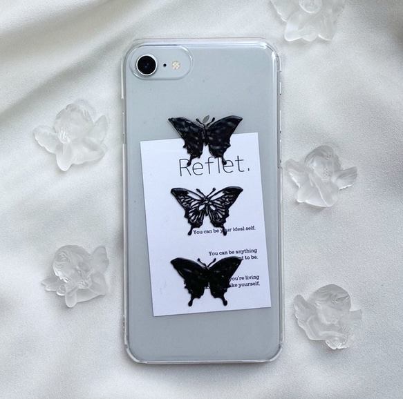 幻想的なバタフライ iPhoneケース クリアウェーブ 蝶モチーフ全機種対応 幻想的なバタフライ iPhoneケース クリアウェーブ 蝶モチーフ全