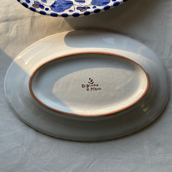 オーバル皿 26cm OVL015  マヨリカ焼き イタリア陶器　青いお皿 6枚目の画像