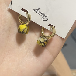 ◇◇ ピカソコッパー カラフル ゴールド 天然石 ピアス (14kgf