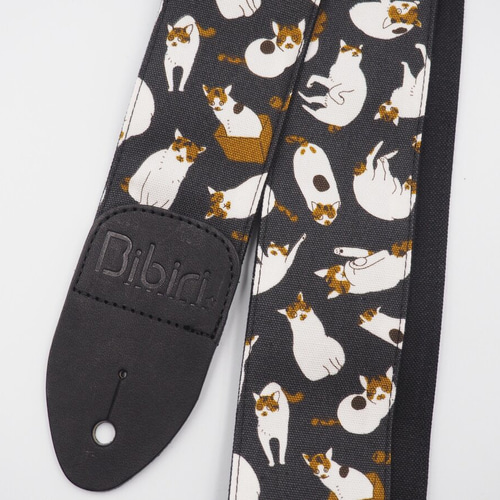 三毛猫ちゃん帆布ギターストラップ 楽器・アクセサリ Bibiri