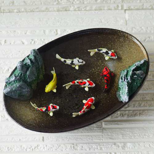 置物 水辺の風景 錦鯉7選 受注制作 和雑貨 エポキシ樹脂 錦鯉