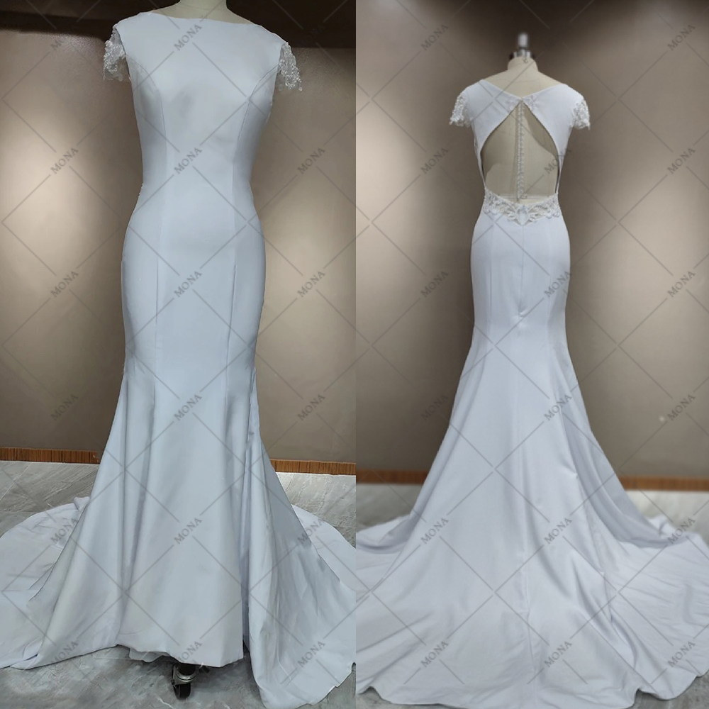 マーメイドライン背中見せウェディングドレス結婚式披露宴二次会ドレス306