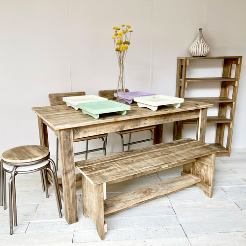 リサイクルウッド☆ ダイニングテーブル 4人掛け 幅140cm RW0098