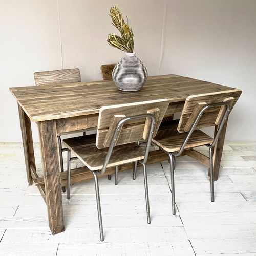 リサイクルウッド☆ ダイニングテーブル 4人掛け 幅140cm RW0098