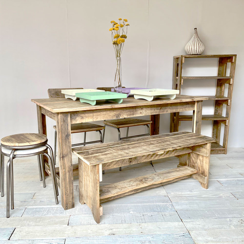 リサイクルウッド☆ ダイニングテーブル 4人掛け 幅140cm RW0098