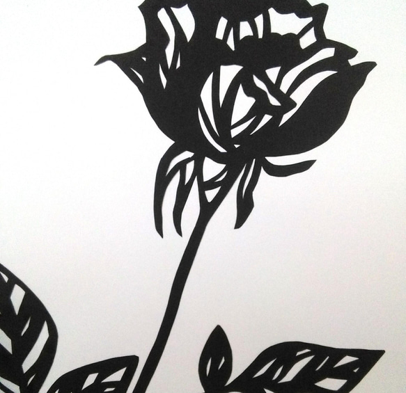 【切り絵】原画　A5サイズ　rose 2枚目の画像