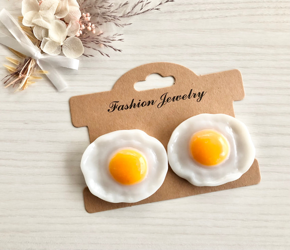 目玉焼き 髪留め ヘアクリップ フェイクフード ミニチュアフード 6枚目の画像