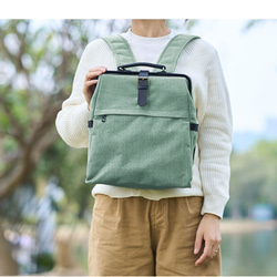 新品促銷！經典真皮框架背包 [綠色] 第15張的照片