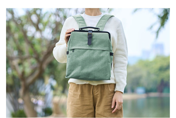 新品促銷！經典真皮框架背包 [綠色] 第15張的照片