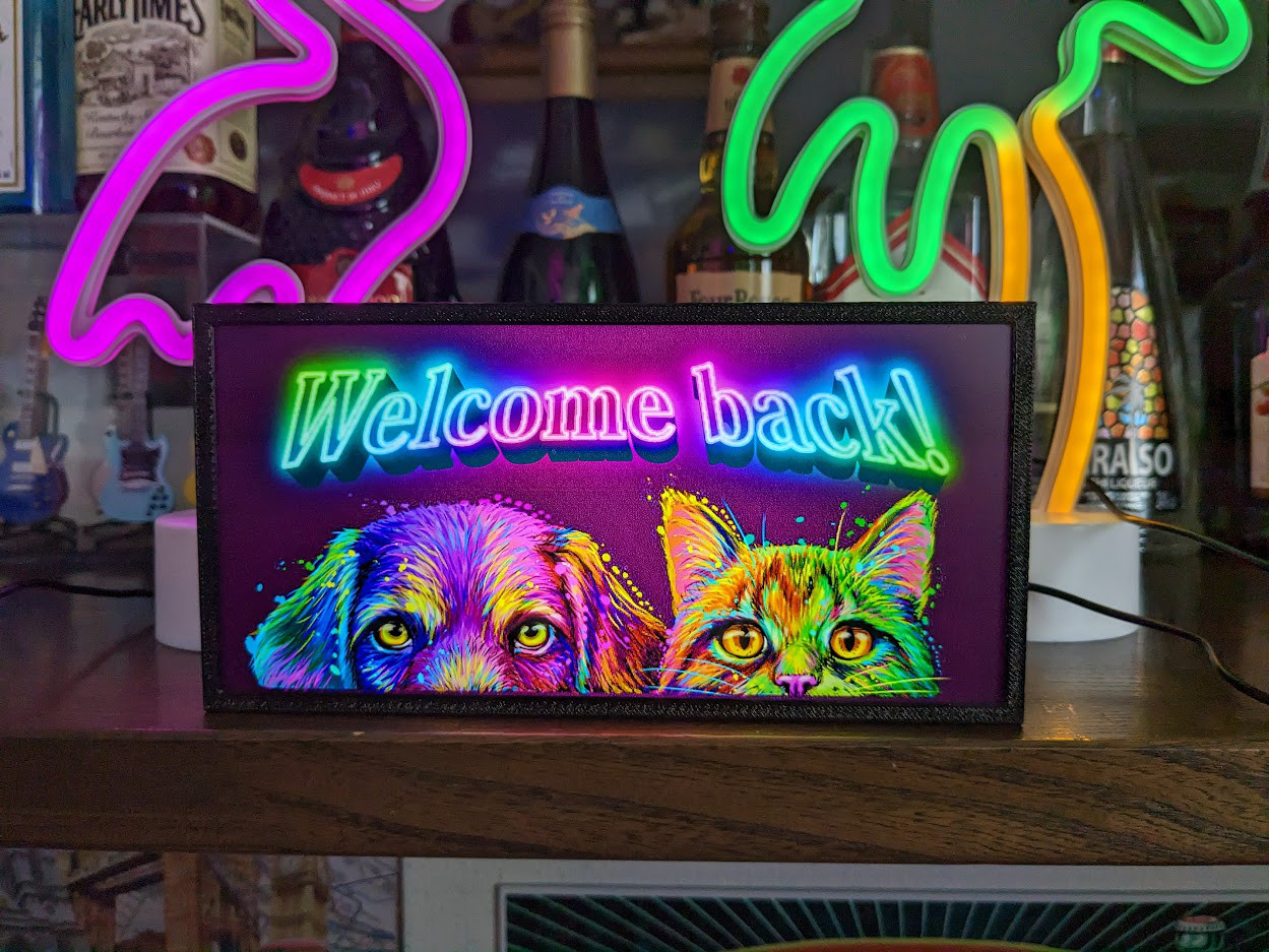 可愛い ペット ワンちゃん ネコちゃん 犬 猫 おかえり サイン ランプ 看板 置物 雑貨 LED ライトBOX