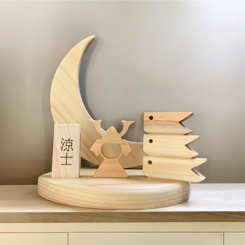 木製 月飾りオブジェ 1月 迎春 鏡餅～新年 正月飾り インテリア
