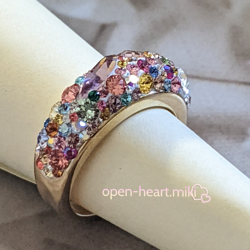 再販14✨【送無】グルーデコリング☆スワロフスキー®クリスタル