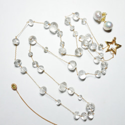 14kgf × クリア クォーツ (天然水晶) の ロング ネックレス 90cm 骨格  