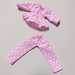 パジャマ上下セット ハート柄 ピンク  白 リカちゃん 服 フリル 7枚目の画像