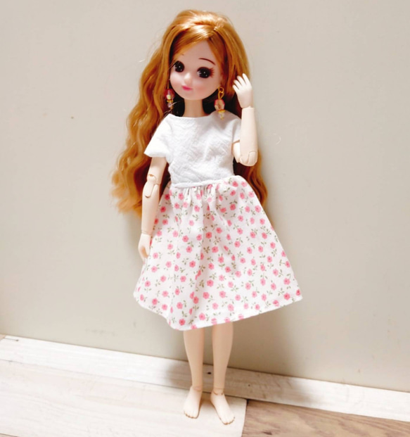 2点セット 半袖ワンピース リカちゃん 服 花柄 チェック ピンク その他 