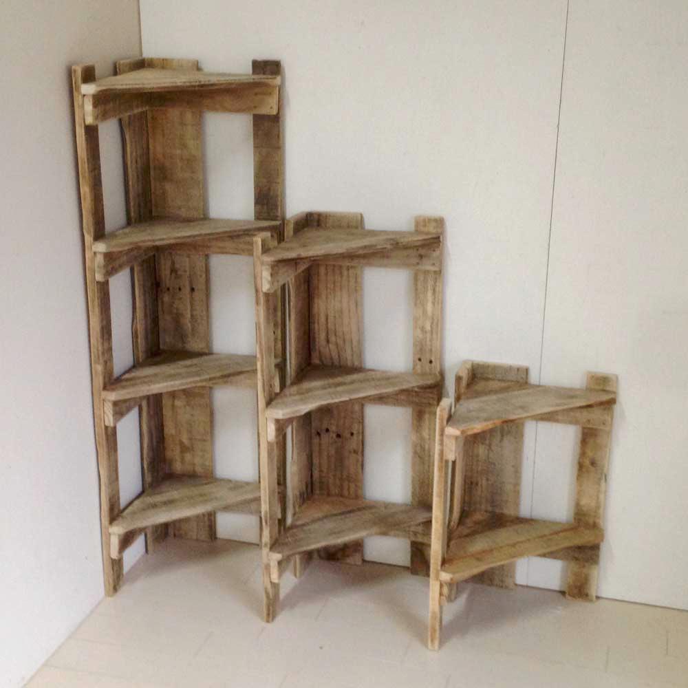 リサイクルウッド☆コーナーラック4段