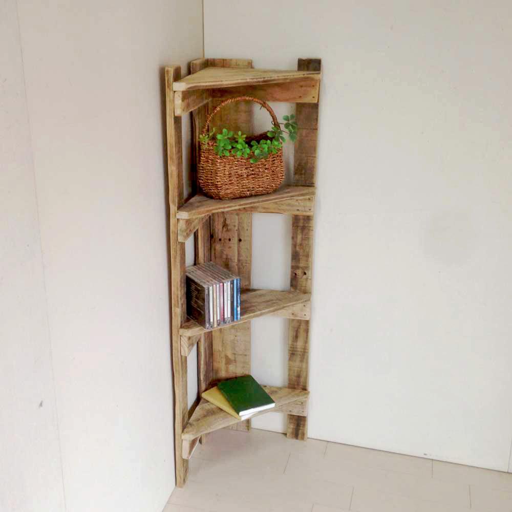 リサイクルウッド☆コーナーラック4段