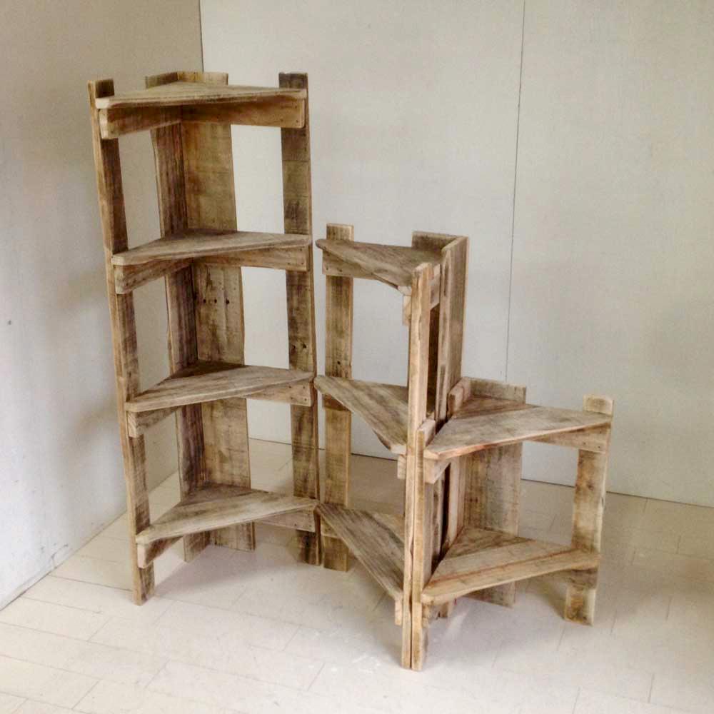 リサイクルウッド☆コーナーラック4段