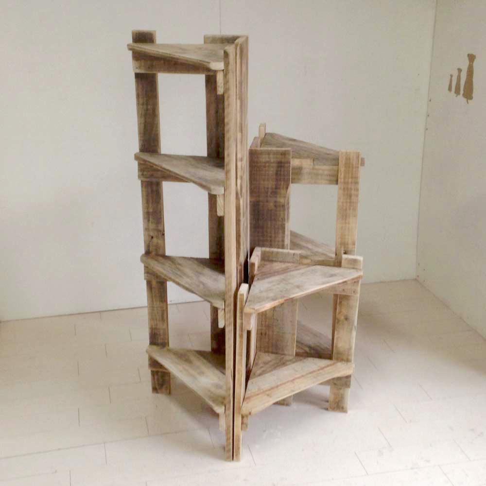 リサイクルウッド☆コーナーラック4段