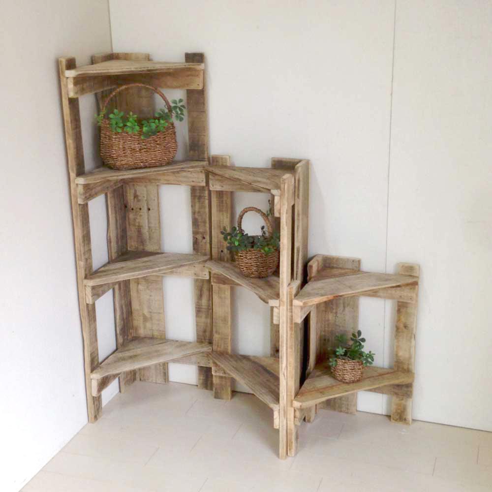 リサイクルウッド☆コーナーラック4段