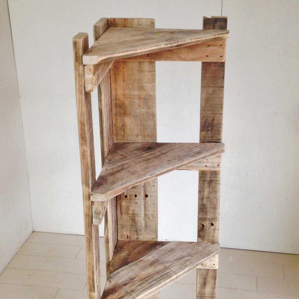 リサイクルウッド☆コーナーラック4段