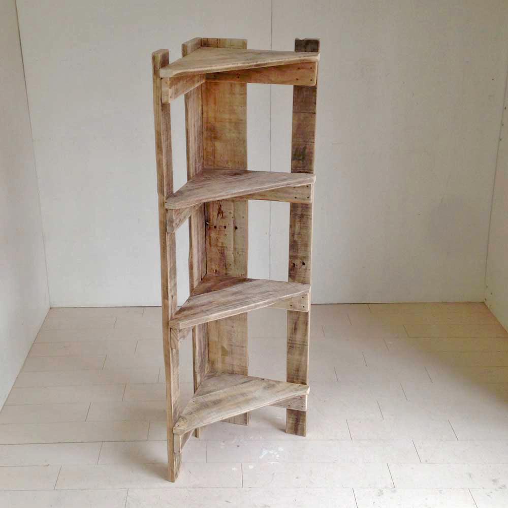 リサイクルウッド☆コーナーラック4段