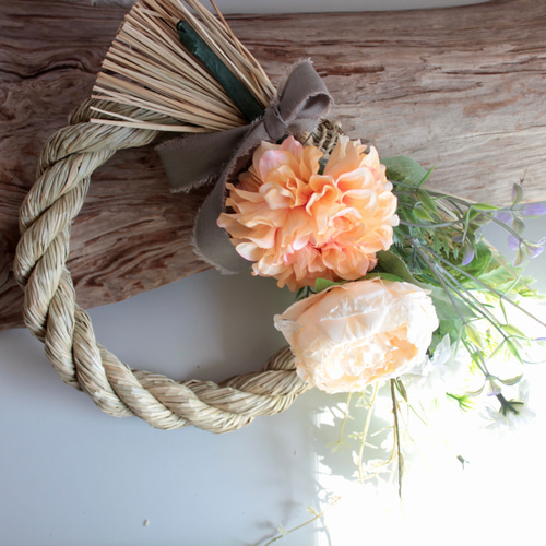 しめ縄リース 　No.2 40cm本しめ縄スタイリッシュモダンⅡお正月しめ縄飾りリース しめ縄