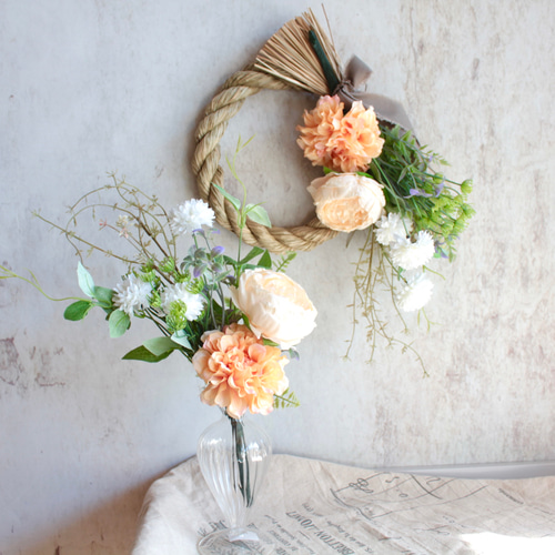 2wayしめ縄】取り外して花束にもなる2way洋風しめ縄リース しめ縄