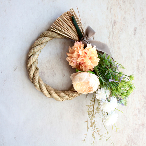 2wayしめ縄】取り外して花束にもなる2way洋風しめ縄リース しめ縄