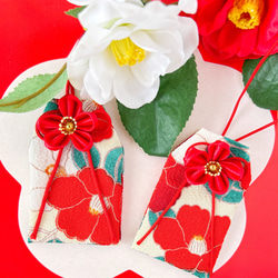 モダン椿」（サイズオーダー可）元巫女が作る花のお守り袋 その他雑貨