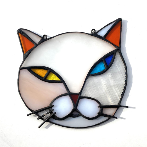 猫図鑑【オッドアイ】《猫サンキャッチャー》ステンドグラス サン